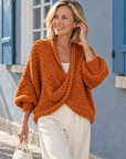 Margot chunky wrap sweater in rust 