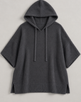 Laurel hooded knit poncho in charcoal 