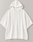 Laurel hooded knit poncho in white 