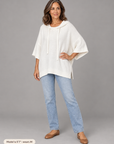 Laurel hooded knit poncho in white 