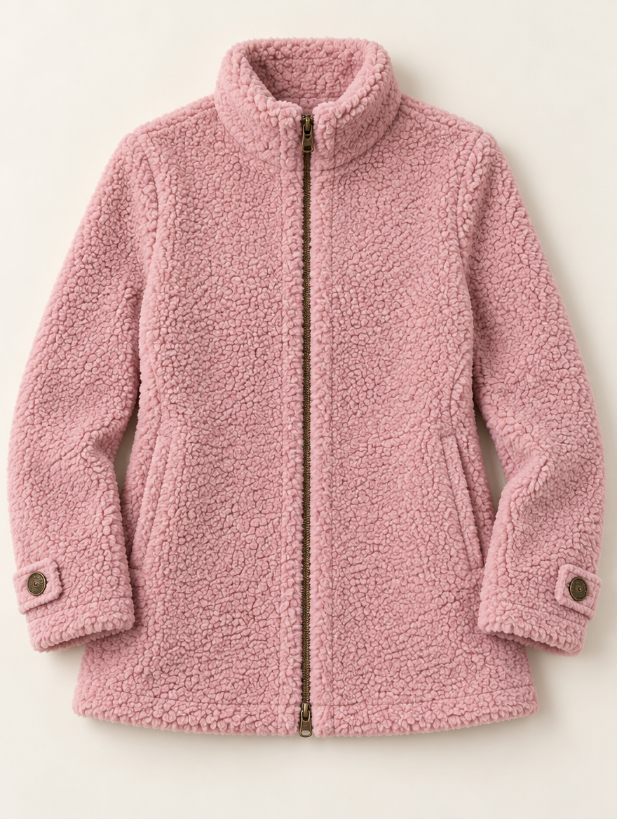 Nell sherpa zip jacket in pink 