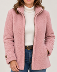 Nell sherpa zip jacket in pink 