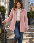 Nell sherpa zip jacket in pink 