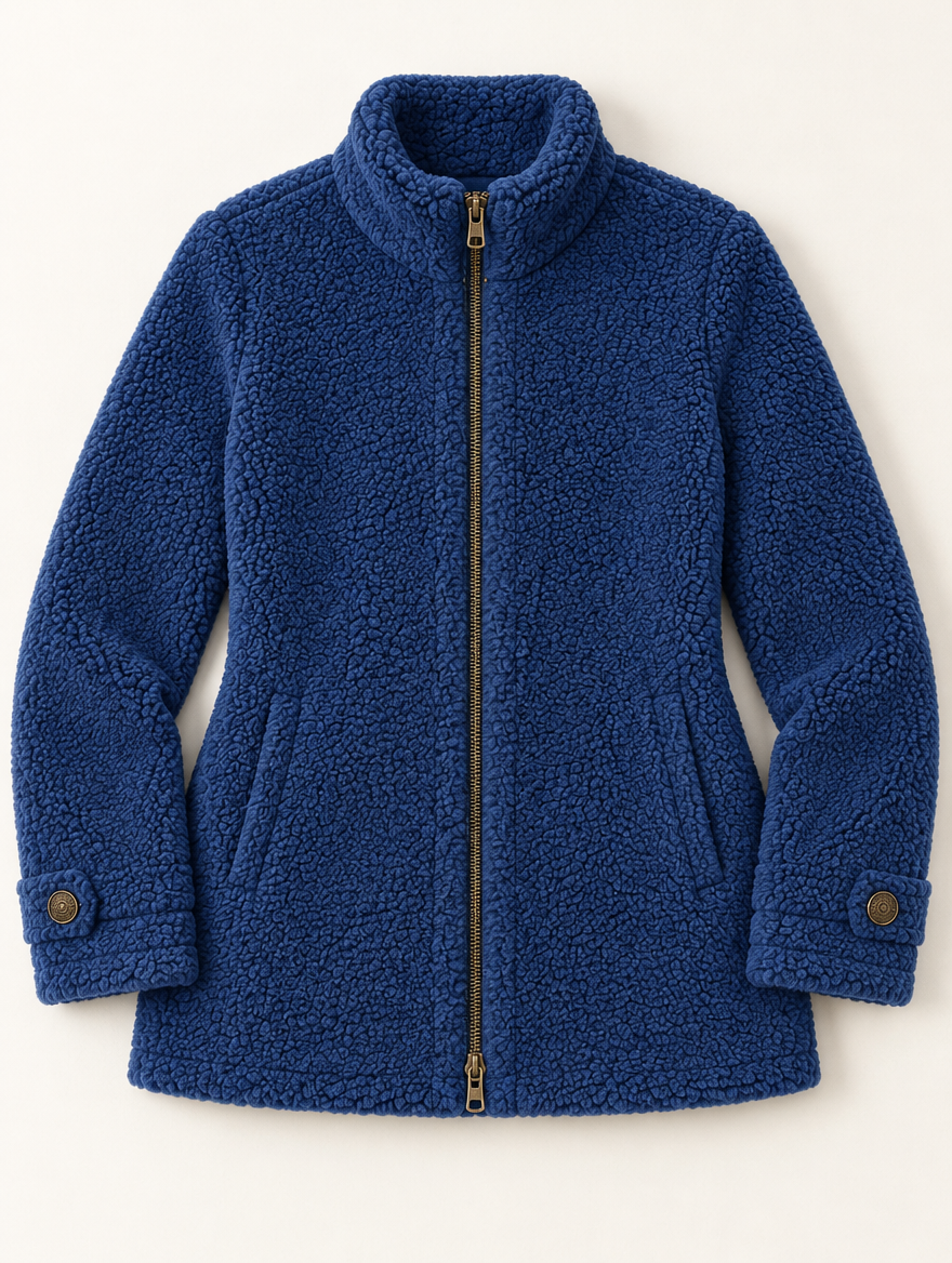 Nell sherpa zip jacket in blue 