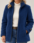 Nell sherpa zip jacket in blue 