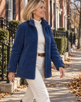Nell sherpa zip jacket in blue 
