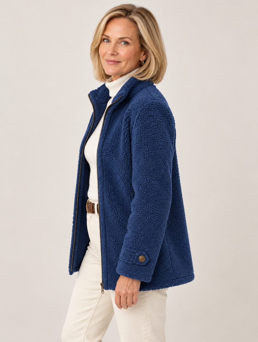Nell sherpa zip jacket in blue 