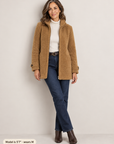 Nell sherpa zip jacket in camel 