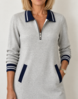 Delaney zip-collar sweater dress in gray 