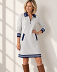 Delaney zip-collar sweater dress in gray 