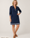 Delaney zip-collar sweater dress in navy blue 